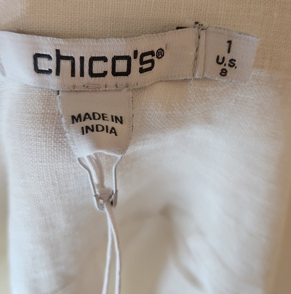 Nwt Chicos 1, Size 8, White Embellished Beaded Tunic with 3/4 Sleeves Pockets - Picture 9 of 14